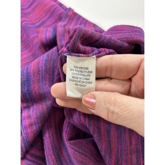 Milly Sweater Knit Dress Purple Pink Small Space Dye Puff Sleeve Ruffle Wiggle - Picture 11 of 13